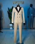 Beystil Sivri Yaka Krem Damatlık & Smokin Kruvaze Takım - Slim Fit