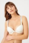 Diva Double Push Up Taşlı Ekru Sütyen