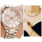 Ferrucci 1. Sınıf Çelik Şık Yeni Sezon Spor Model Kadın Kol Saat+Nazarlıklı Set