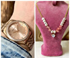 Ferrucci  Rose Çelik Taşlı Şık Kadın Kol Saati+%100 Çelik Kolye Hediye