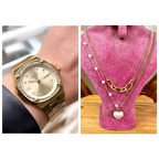 Ferrucci Çelik Zirkon Taşlı 2 Yıl Garantili Kadın Kol Saati+%100 Çelik Kolye Hediye