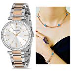 Ferrucci 1. Sınıf Çelik Sade Şık Kadın Kol Saat+Nazarlıklı Hediye Set