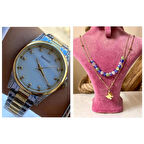 Ferrucci Çelik Kasa Kordon-Kadın Kol Saati+%100 Çelik Kolye Hediyeli