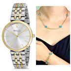 Ferrucci Çelik Su Geçirmez Sade Şık Kadın Kol Saat+Nazarlıklı Set Hediyeli