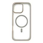 iPhone 16 Pro Max Uyumlu Şeffaf Renkli Kenar Magsafe Şarj Özellikli Silikon Kılıf (Gri)