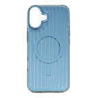 iPhone 16 Plus Magsafe Şarj Özellikli Oyuklu Tasarım Mutural Bumpy Clear Kılıf (Mavi)