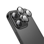 iPhone 16 Pro / 16 Pro Max Uyumlu Alüminyum Seri Kamera Lens Koruyucu (Siyah)