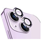 iPhone 14 / 14 Plus Uyumlu Alüminyum Seri Kamera Lens Koruyucu (Mor)