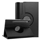 Samsung Galaxy Tab S7 FE SM-T733 12.4 360 Dönen Standlı Kapaklı Kılıf (Siyah)