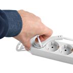 S-Link SPG-F03 306 Joule Flat Soket 3G1mm Tam Bakır Akım Korumalı Priz Çoklayıcı 3'Lü 1,5mt - 17609