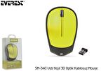 Everest SM-340 Usb Yeşil 3D Optik Kablosuz Mouse