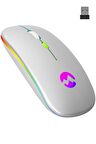 Everest Smw-710 Usb 2.4ghz Gümüş Ledli 800/1200/1600dpi Şarjlı Kablosuz Mouse