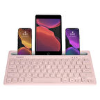 Everest KB-BT82 Pembe/Gri Bluetooth Ultra İnce+Şarjlı Q Mac/Win/Android/Ios Uyumlu Kablosuz klavye