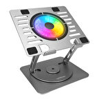 Addison AD-RC35 360 Derece Dönebilen Fanlı RGB Işıklı Ayarlanabilir Metal Laptop Stand
