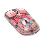 Everest SM-BT89 OPAL Şarj Edilebilir Sessiz Pembe Transparan RGB 2in1 2BT ve 2.4GHz Kablosuz Mouse