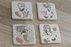 Line Art Heykel Portre Doğal Taş Bardak Altlığı 4'lü set - Natural Stone Coasters