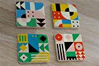 Geometrik Desenler Doğal Taş Bardak Altlığı 4'lü set - Natural Stone Coasters