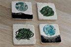 Soyut Tasarım ve Manzara Doğal Taş Bardak Altlığı 4'lü set - Natural Stone Coasters