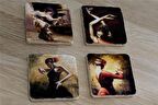 İspanyol Dansçı Kadınlar Doğal Taş Bardak Altlığı 4'lü set - Natural Stone Coasters