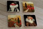 Manzaralar ve Modern Rönesans Portreleri Doğal Taş Bardak Altlığı 4'lü set - Natural Stone Coasters