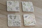 Müzik Aletleri Doğal Taş Bardak Altlığı 4'lü set - Natural Stone Coasters