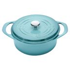 POT ART Fonksiyonel Kapaklı Nikko Mavi Derin Döküm Tencere 28 cm