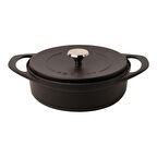 POT ART Fonksiyonel Kapaklı Siyah Sığ Döküm Tencere 26 cm
