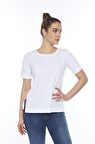 Kadın Pamuklu Modal Yırtmaçlı Comfort Fit Kısa Kollu Tişört - 2405