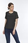 Kadın Pamuklu Modal Kısa Kollu Üst Comfort Fi̇t Çi̇çekli̇ Tişört - 2400