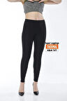 Kadın Pamuklu Orta Yüksek Bel Si̇yah Thermal Tayt - 4502 - 4100