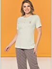 Over Sleep148 Kadın Yazlık Kısa Kol Pijama Takım
