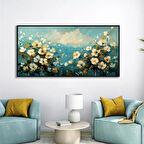 Yağlı Boya Dokulu Tablo Soyut Beyaz Kır Çiçekleri U02056