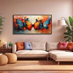 Yağlı Boya Dokulu Tablo Renkli Kelebekler U04020