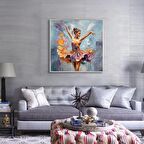 Yağlı Boya Dokulu Tablo Modern Renkli Balerin U05003