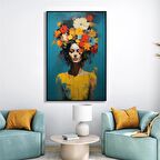 Yağlı Boya Dokulu Tablo Modern Çiçek Saçlı Kadın U05011