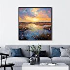 Yağlı Boya Dokulu Tablo Gölde Gün Batımı U06004