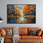 Yağlı Boya Dokulu Tablo Sonbahar Ağaçları Manzara U06013