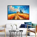 Yağlı Boya Dokulu Tablo Modern Buğday Tarlası Manzarası U06018