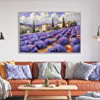 Yağlı Boya Dokulu Tablo Modern Lavanta Tarlası Manzarası U06027