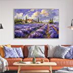 Yağlı Boya Dokulu Tablo Lavanta Tarlası Manzarası U06029