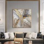 Yağlı Boya Dokulu Tablo Kahve Gold Soyut U08004