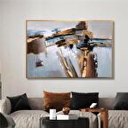 Yağlı Boya Dokulu Tablo Kahverengi Gold Soyut U08012