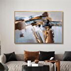 Yağlı Boya Dokulu Tablo Kahverengi Gold Soyut U08012