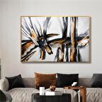 Yağlı Boya Dokulu Tablo Siyah Beyaz Kahve Soyut U08013