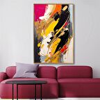 Yağlı Boya Dokulu Tablo Sarı Siyah Fuşya Soyut U08036