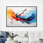 Yağlı Boya Dokulu Tablo Kırmızı Beyaz Mavi Soyut U08047