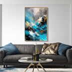 Yağlı Boya Dokulu Tablo Turkuaz Gri Beyaz Soyut U08061