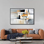 Yağlı Boya Dokulu Tablo Siyah Bej Gri Soyut U08077