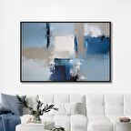 Yağlı Boya Dokulu Tablo Mavi Beyaz Soyut U08085