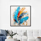 Yağlı Boya Dokulu Tablo Soyut Renkli Tüy U08094